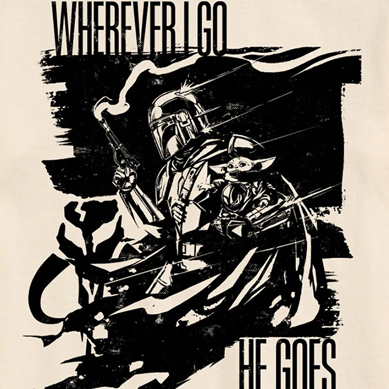 Novelty The Mandalorian and Grogu Mens Crew Neck Short Sleeve Regular Fit Baby Yoda Star Wars Big Tall Graphic T-Shirt