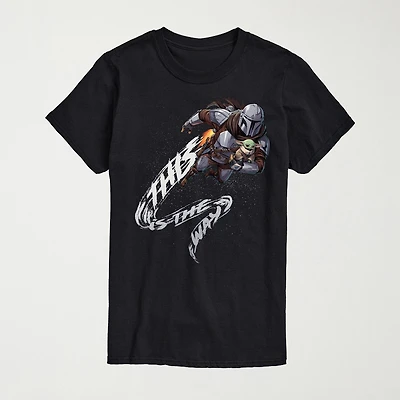 Novelty The Mandalorian This Is Way Mens Crew Neck Short Sleeve Regular Fit Baby Yoda Star Wars Big and Tall Graphic T-Shirt