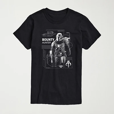 Novelty The Mandalorian and Grogu Bounty Hunter Mens Crew Neck Short Sleeve Regular Fit Baby Yoda Star Wars Big Tall Graphic T-Shirt