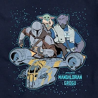 Novelty The Mandalorian and Grogu Collage Mens Crew Neck Short Sleeve Regular Fit Baby Yoda Star Wars Big Tall Graphic T-Shirt