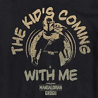 Novelty The Mandalorian and Grogu Kids Coming With Me Mens Crew Neck Short Sleeve Regular Fit Baby Yoda Star Wars Big Tall Graphic T-Shirt