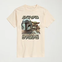 Novelty The Mandalorian and Grogu Mens Crew Neck Short Sleeve Regular Fit Baby Yoda Star Wars Big Tall Graphic T-Shirt