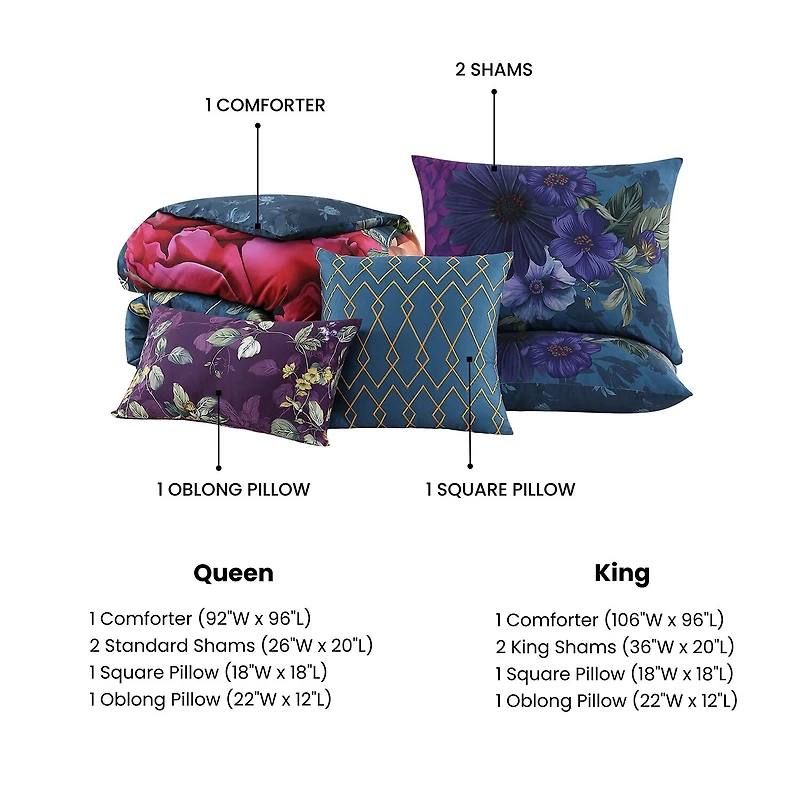 Bebejan Vibrant Flora 5-pc. Midweight Reversible Comforter Set