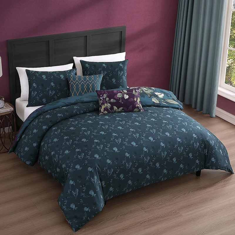 Bebejan Vibrant Flora 5-pc. Midweight Reversible Comforter Set