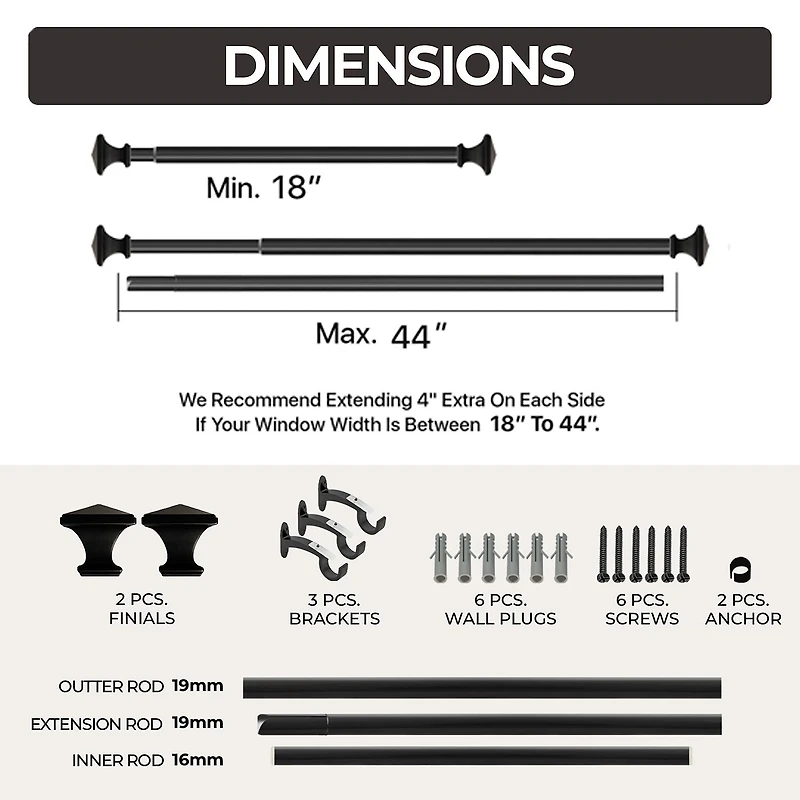 Deco Window 1 Adjustable Curtain Rod