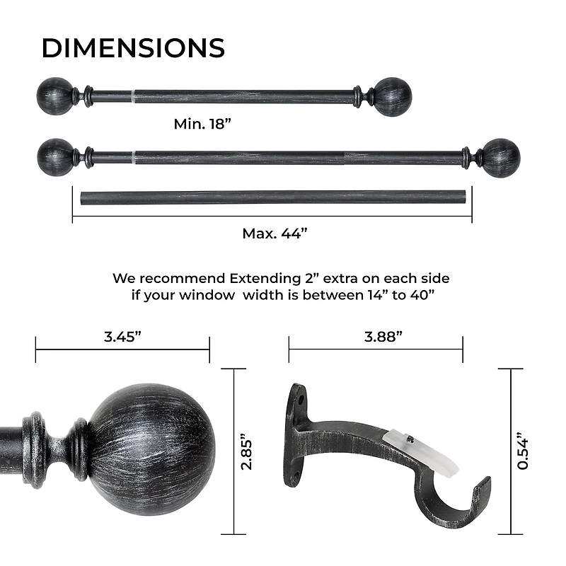 Deco Window 1 IN Adjustable Curtain Rod