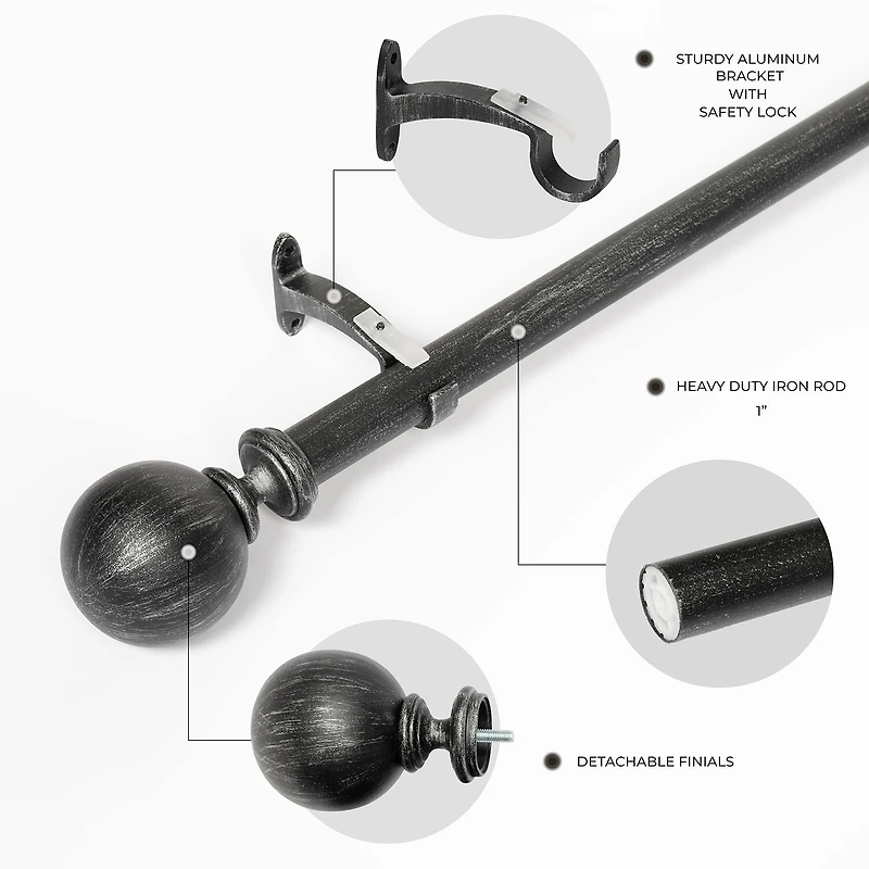 Deco Window 1 IN Adjustable Curtain Rod
