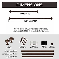 Deco Window Hexagon 1 Adjustable Curtain Rod