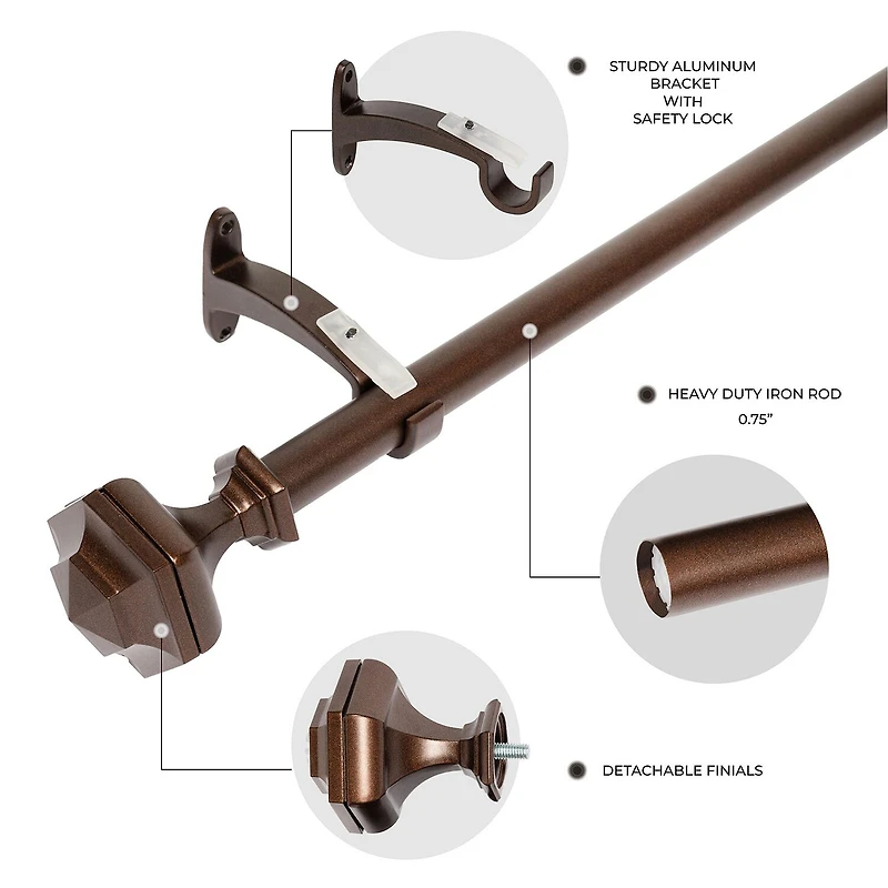 Deco Window Hexagon 1 Adjustable Curtain Rod