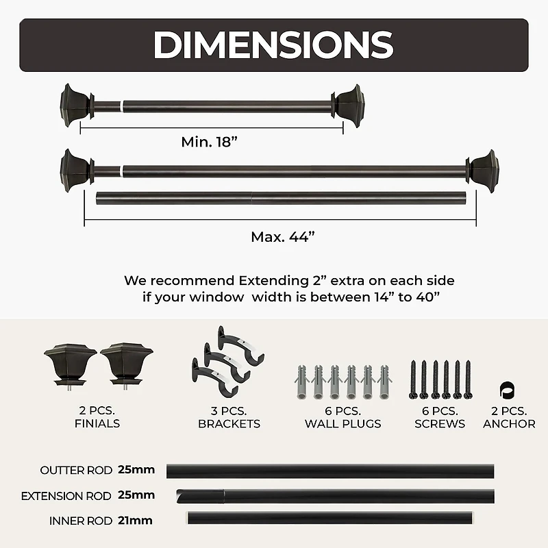 Deco Window Quattro 1 Adjustable Curtain Rod