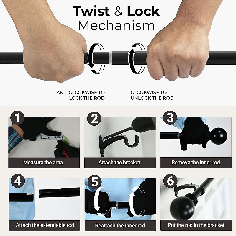 Deco Window Quattro 1 Adjustable Curtain Rod