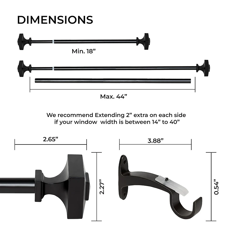 Deco Window Square 1 IN Adjustable Curtain Rod