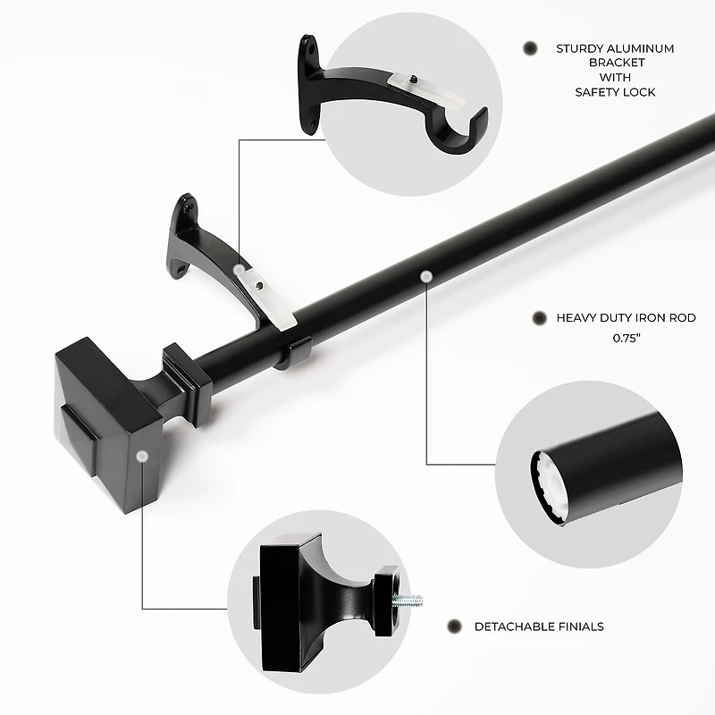 Deco Window Square 1 IN Adjustable Curtain Rod