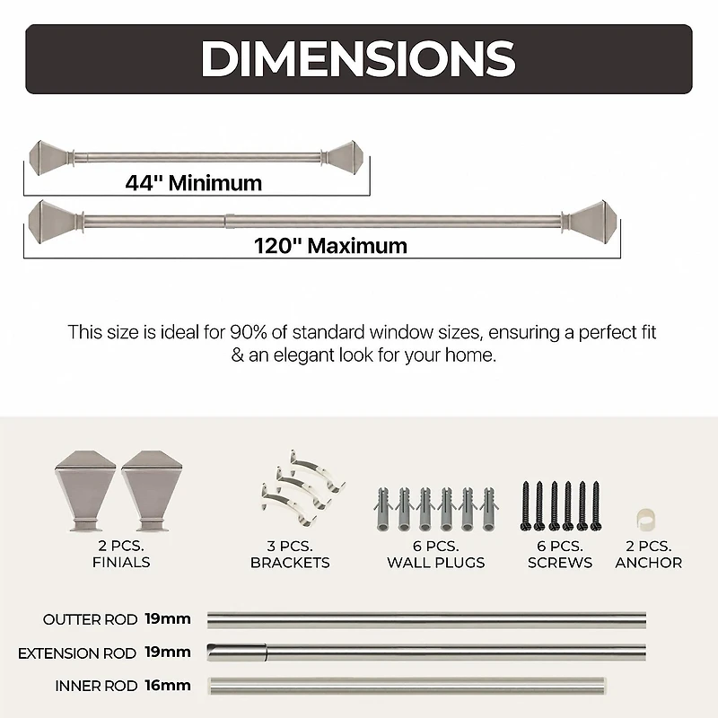 Deco Window 1 Adjustable Curtain Rod
