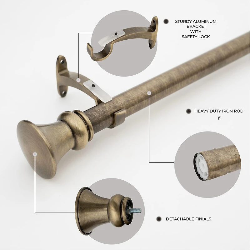 Deco Window Egyptian 1 IN Adjustable Curtain Rod