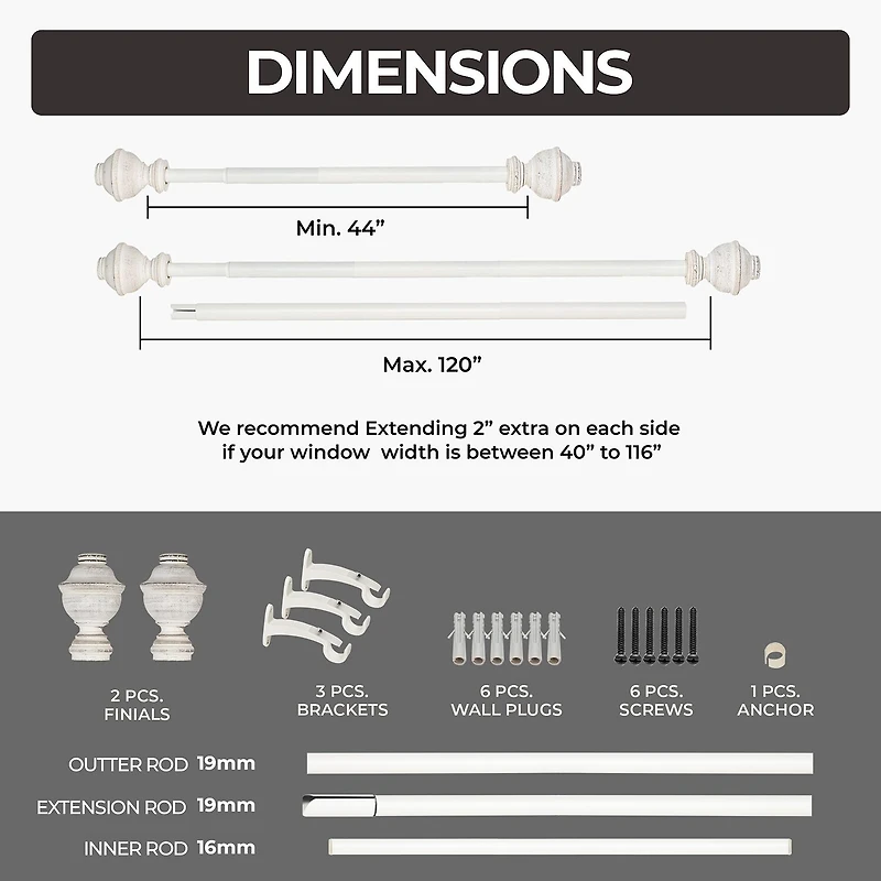 Deco Window Cambria 1 Adjustable Curtain Rod