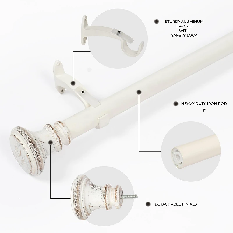 Deco Window Wood Trumpet 1 IN Adjustable Curtain Rod