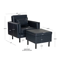 Linon Wallis Faux Leather Chair And Ottoman Set