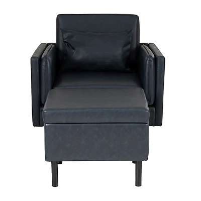 Linon Wallis Faux Leather Chair And Ottoman Set