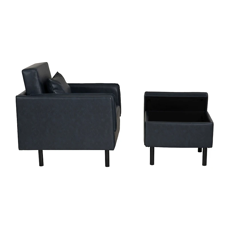 Linon Wallis Faux Leather Chair And Ottoman Set