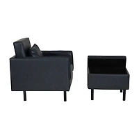 Linon Wallis Faux Leather Chair And Ottoman Set