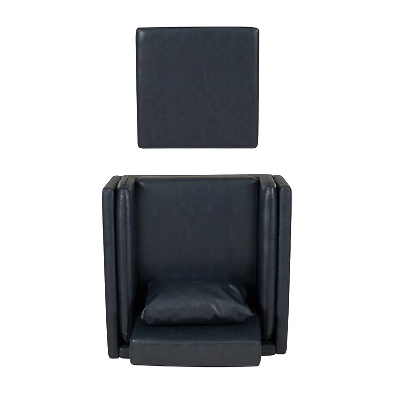 Linon Wallis Faux Leather Chair And Ottoman Set