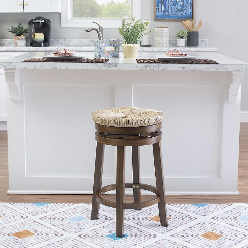 Linon Sanford Seagrass Swivel Counter Stool