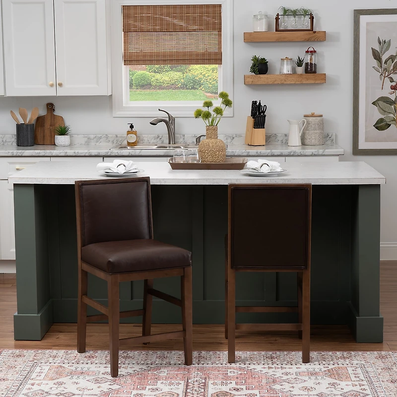 Linon Regina Faux leather Counter Stool Set of 2