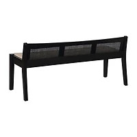Linon Bauer Cane Bench Black