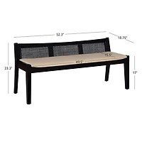 Linon Bauer Cane Bench Black