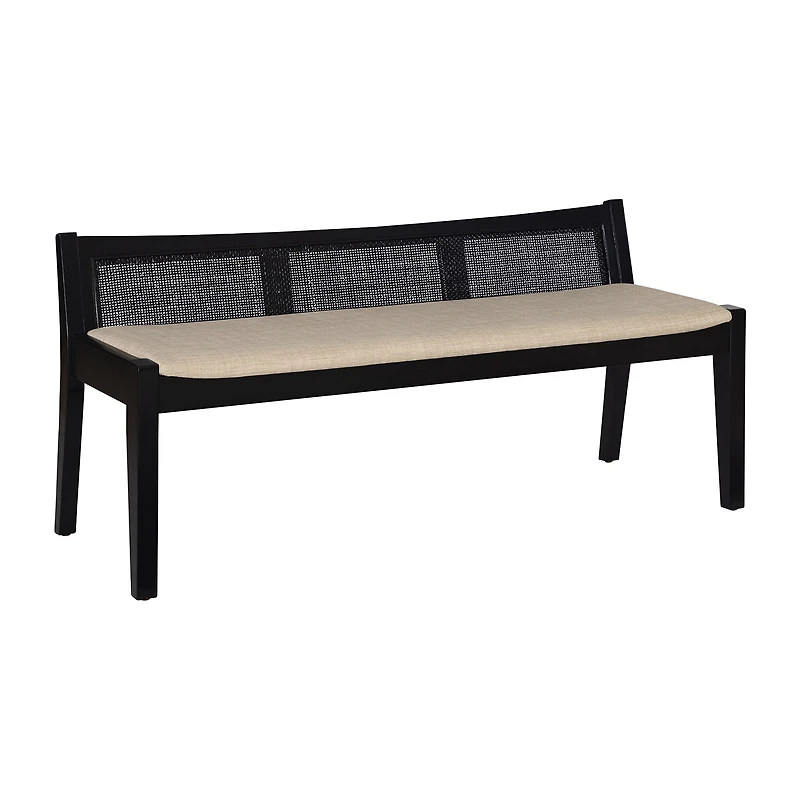 Linon Bauer Cane Bench Black