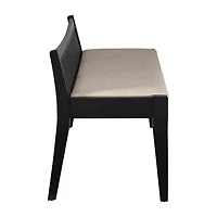 Linon Bauer Cane Bench Black