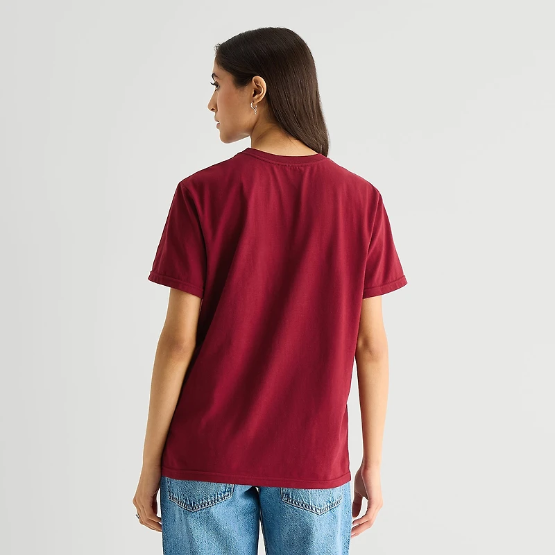 Grayson Threads, The Label Womens Juniors Crew Neck Short Sleeve Loose Fit Snoopy Graphic T-Shirt