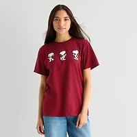 Grayson Threads, The Label Womens Juniors Crew Neck Short Sleeve Loose Fit Snoopy Graphic T-Shirt