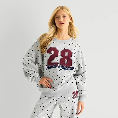 Grayson Threads, The Label Womens Juniors Crew Neck Long Sleeve Minnie Mouse Sweatshirt