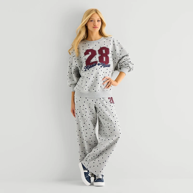 Grayson Threads, The Label Womens Juniors Crew Neck Long Sleeve Minnie Mouse Sweatshirt