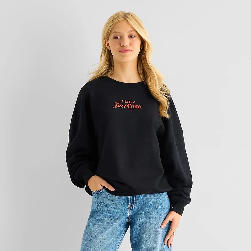 Grayson Threads, The Label Diet Coke Womens Juniors Crew Neck Long Sleeve Sweatshirt