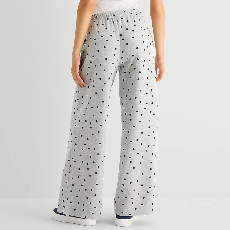 Grayson Threads, The Label Womens Juniors Wide Leg Mid Rise Minnie Mouse Fleece Sweatpant
