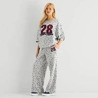 Grayson Threads, The Label Womens Juniors Wide Leg Mid Rise Minnie Mouse Fleece Sweatpant