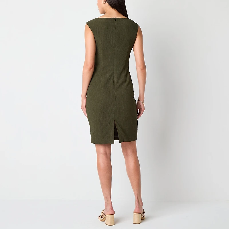 Jessica Howard Womens Boat Neck Sleeveless Sheath Dress