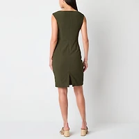 Jessica Howard Womens Boat Neck Sleeveless Sheath Dress