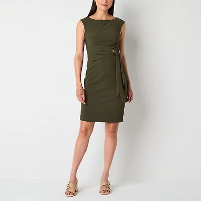 Jessica Howard Womens Boat Neck Sleeveless Sheath Dress