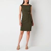 Jessica Howard Womens Boat Neck Sleeveless Sheath Dress