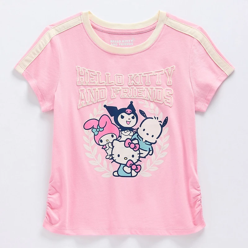 Little & Big Kid Girls Crew Neck Short Sleeve Regular Fit Hello Kitty Kuromi My Melody Graphic T-Shirt