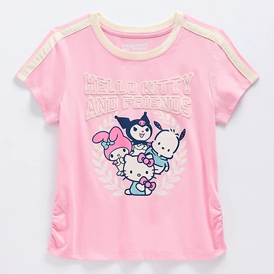 Little & Big Kid Girls Crew Neck Short Sleeve Regular Fit Hello Kitty Kuromi My Melody Graphic T-Shirt