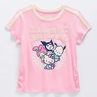 Little & Big Kid Girls Crew Neck Short Sleeve Regular Fit Hello Kitty Kuromi My Melody Graphic T-Shirt