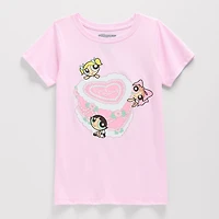 Little & Big Kid Girls Crew Neck Short Sleeve Regular Fit Powerpuff Graphic T-Shirt