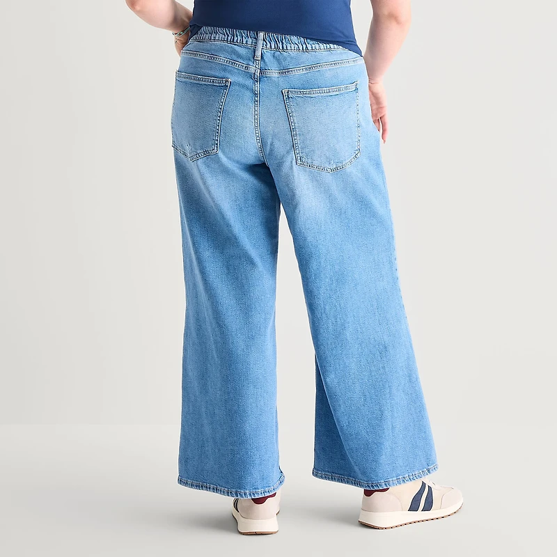 Arizona Curvy Womens Juniors Plus Low Rise Baggy Fit Jean