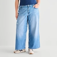 Arizona Curvy Womens Juniors Plus Low Rise Baggy Fit Jean