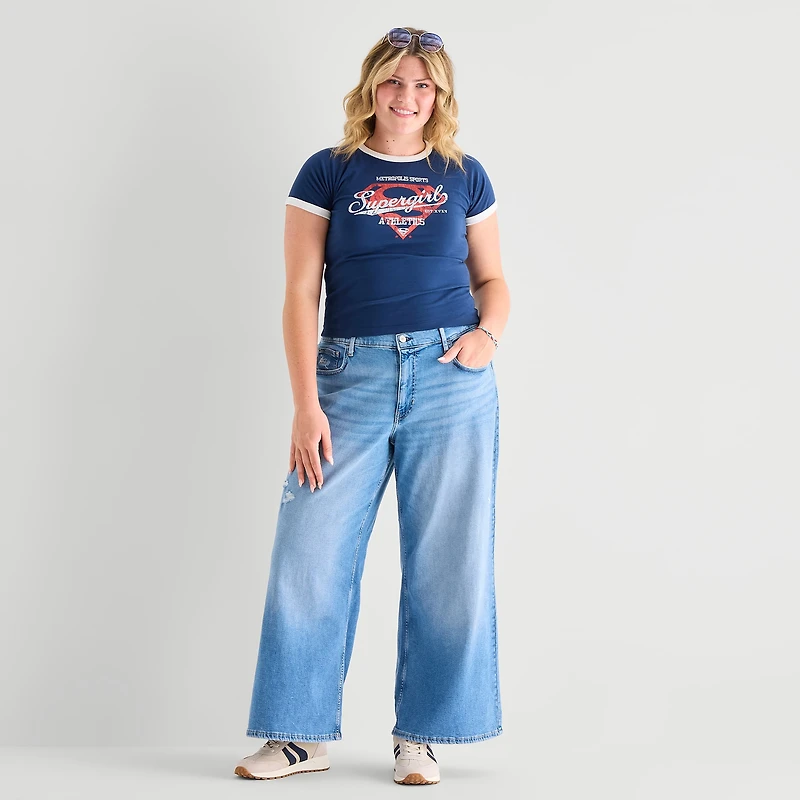 Arizona Curvy Womens Juniors Plus Low Rise Baggy Fit Jean